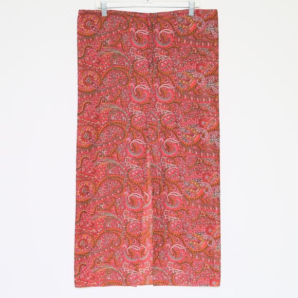 MALIA MILLS - Paisley Design Cotton Drawstring Full Maxi Skirt - Women's Small - Picture 1 of 8